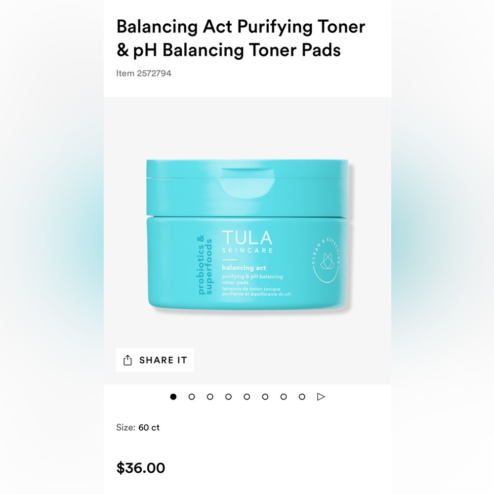 Tula Balancing Act Purifying Toner Pads - 60 ct